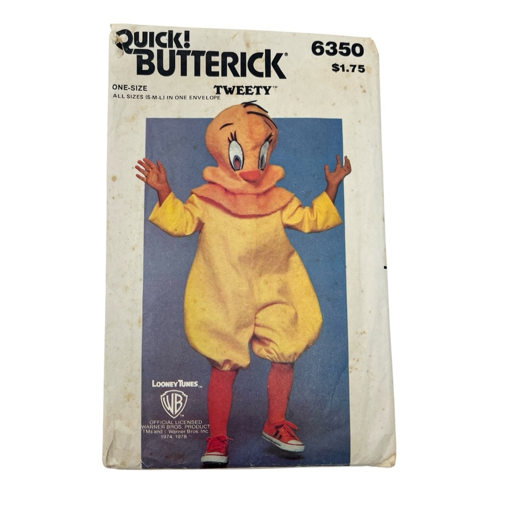 Butterick Vintage Looney Tunes Tweety Costume Pattern Warner Brothers Retro 70s